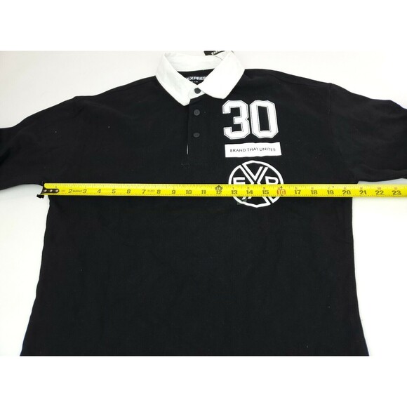 New Express Polo Rugby Long Sleeve Shirt Black New York 30 Size S MSRP $59.90 - Picture 4 of 5